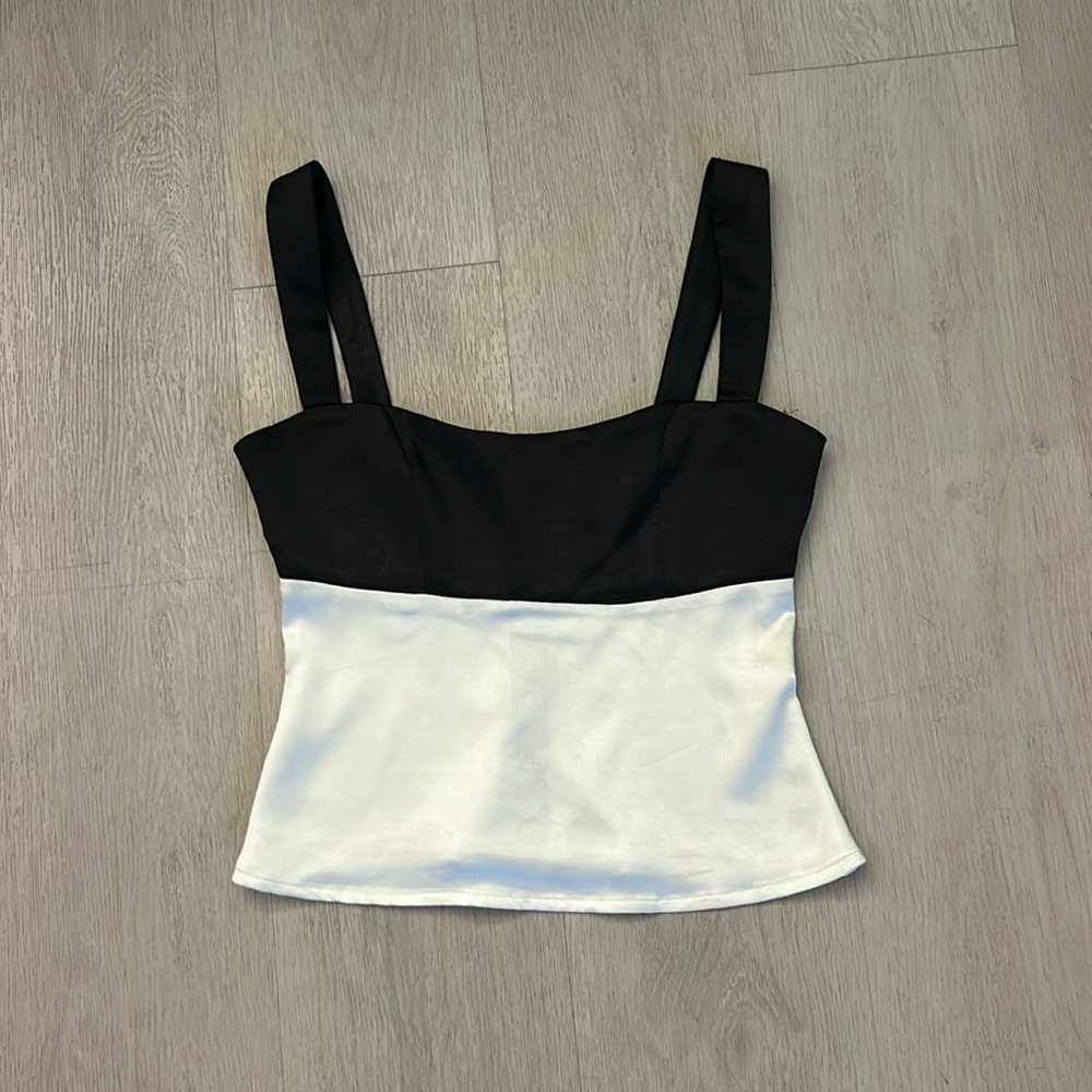 Princess Polly Black and White Satin Tank Top